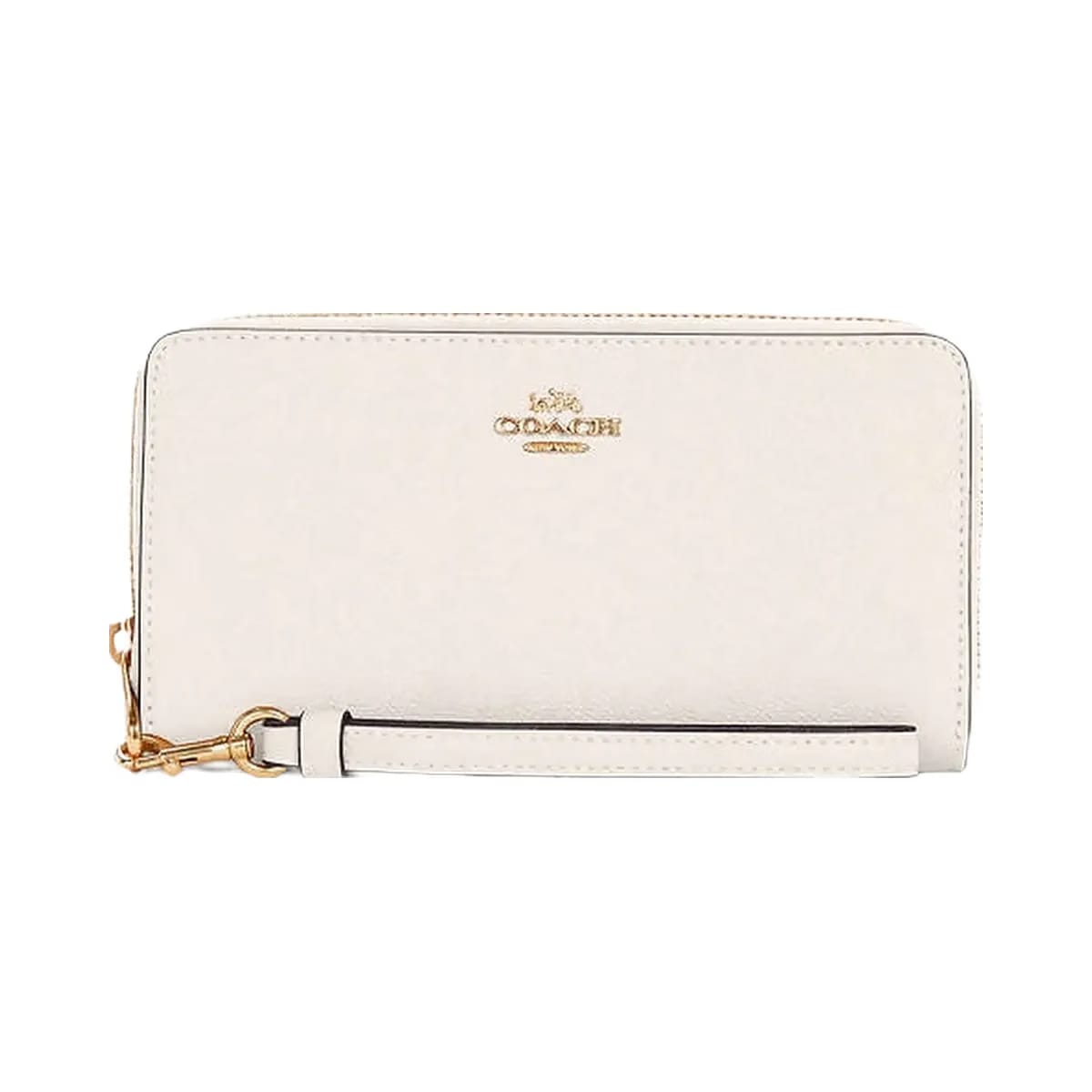 Coach Long Zip Around Wallet Crossgrain Leather-Gold-Chalk