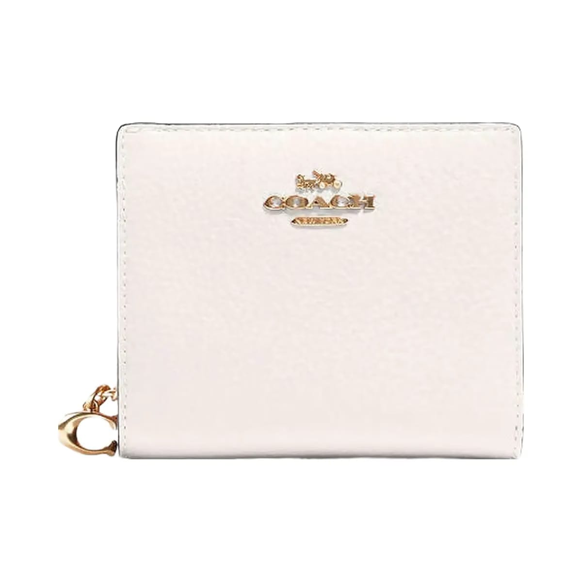 Coach Snap Wallet Pebbled Leather-Gold-Chalk
