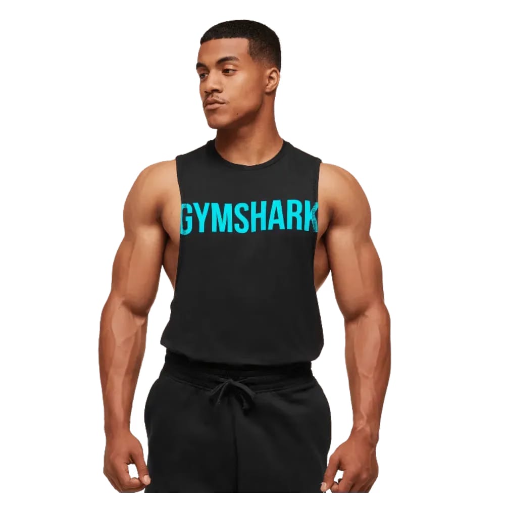 Gymshark Prime Drop Arm Tank Black/Brand Blue