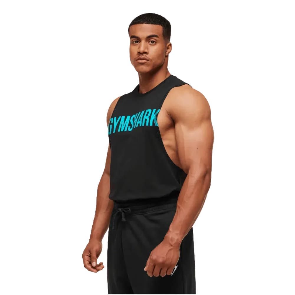 Gymshark Prime Drop Arm Tank Black/Brand Blue