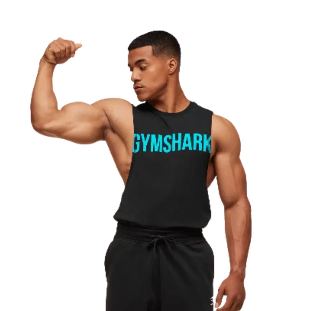 Gymshark Prime Drop Arm Tank Black/Brand Blue