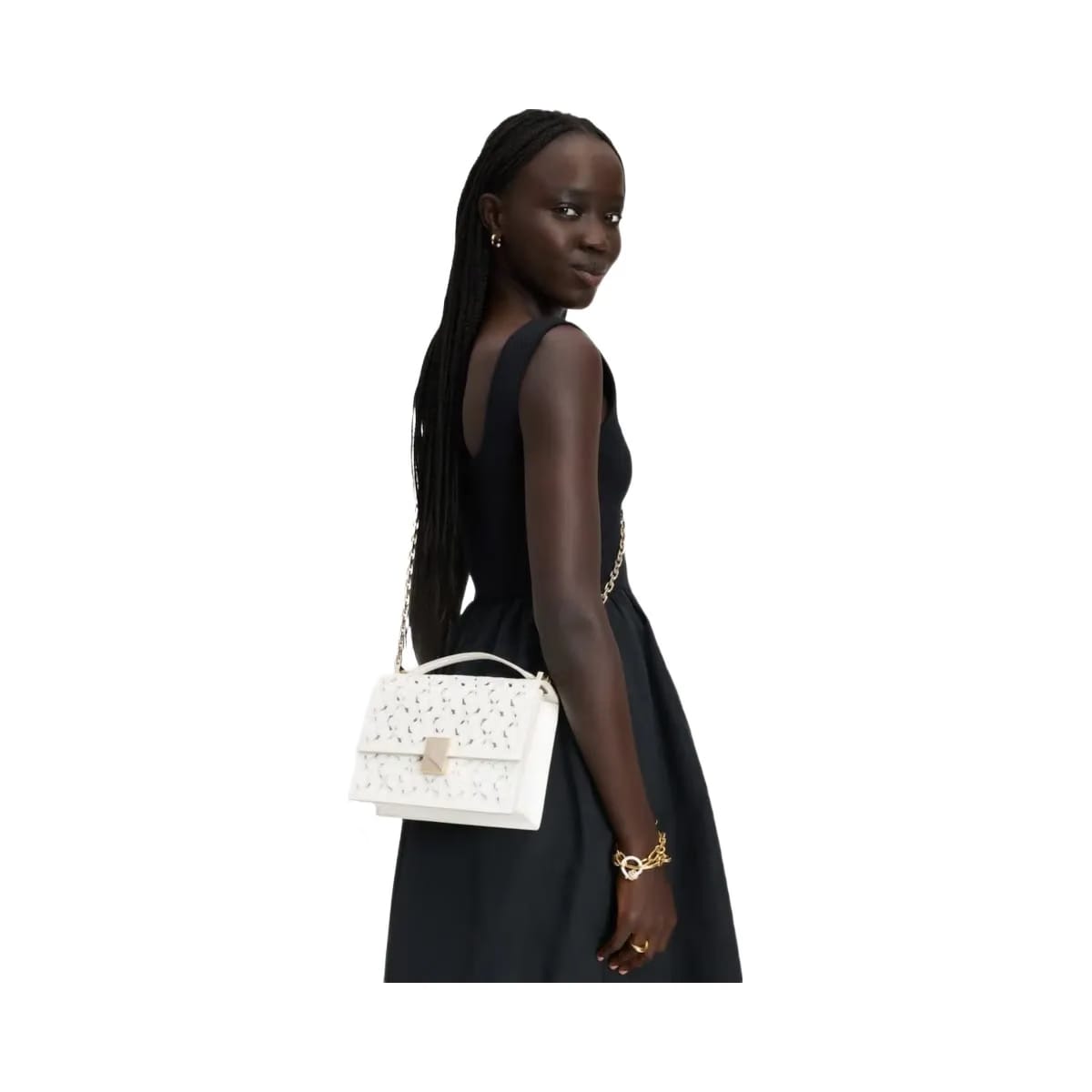 Kate Spade Deco Eyelet Chain Shoulder Bag True White