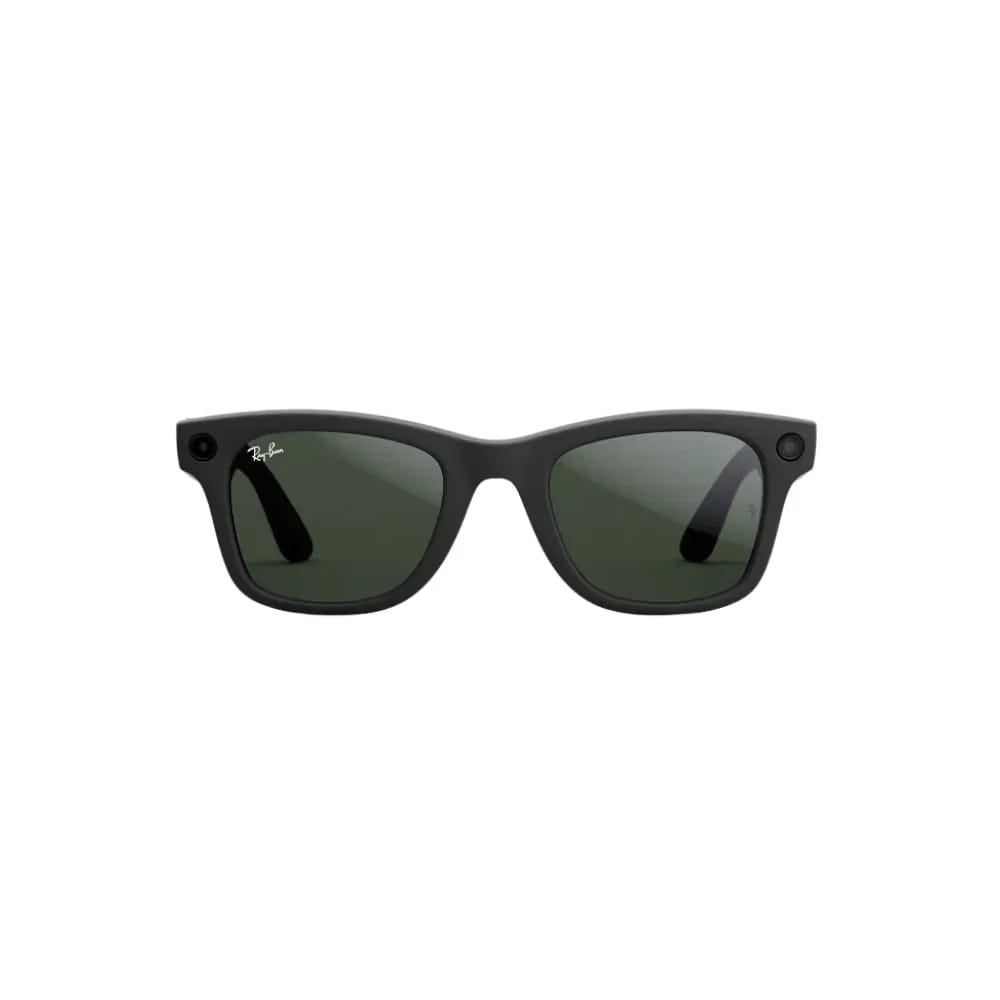 Ray Ban Meta Wayfarer Matte Black Frame Transition Clear/Green Lenses