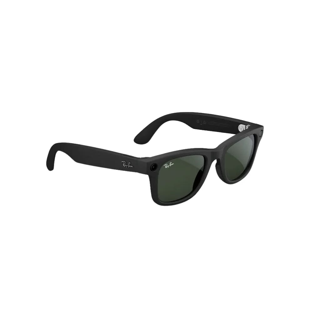 Ray Ban Meta Wayfarer Matte Black Frame Transition Clear/Green Lenses