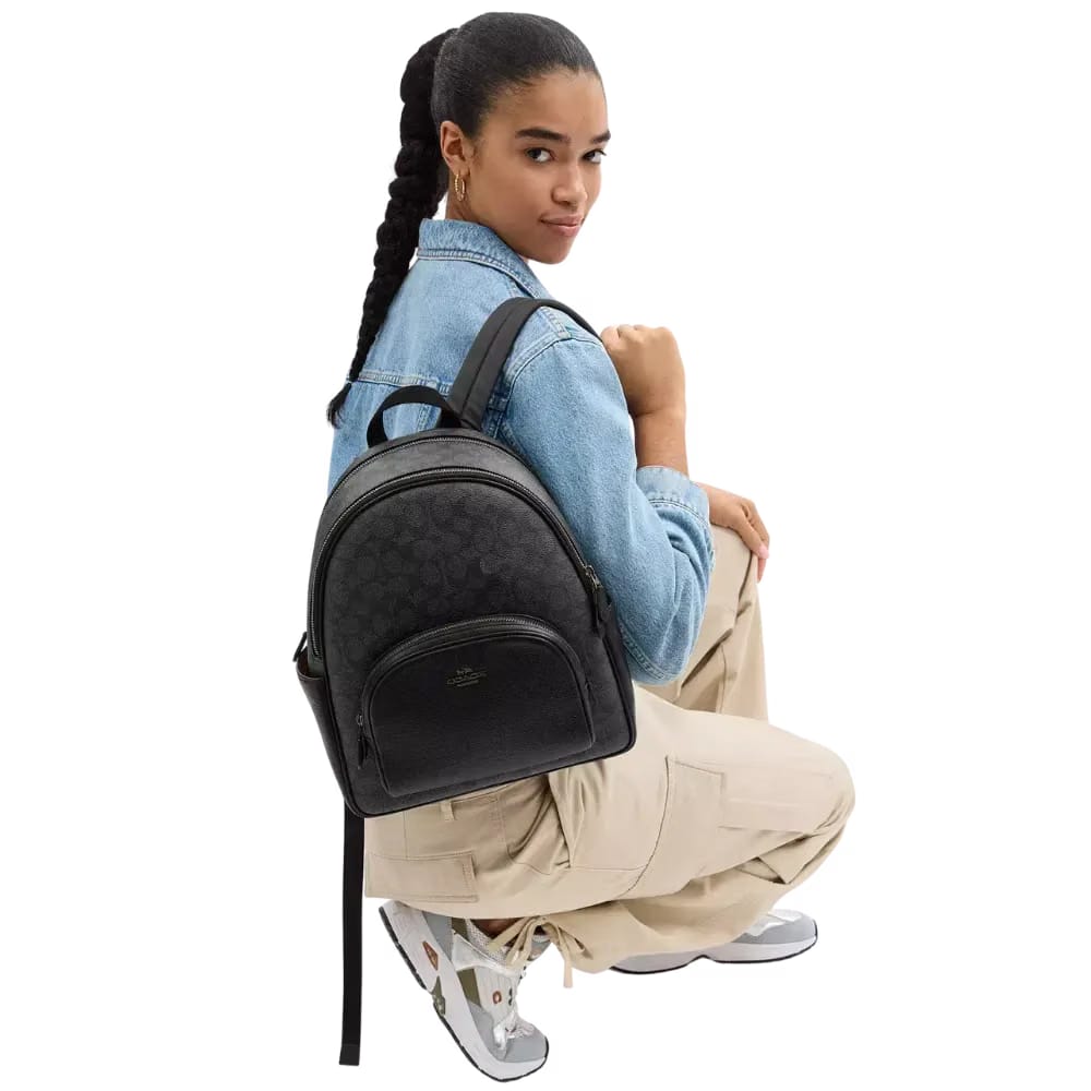 Coach Court Backpack In Signature Canvas Charcoal