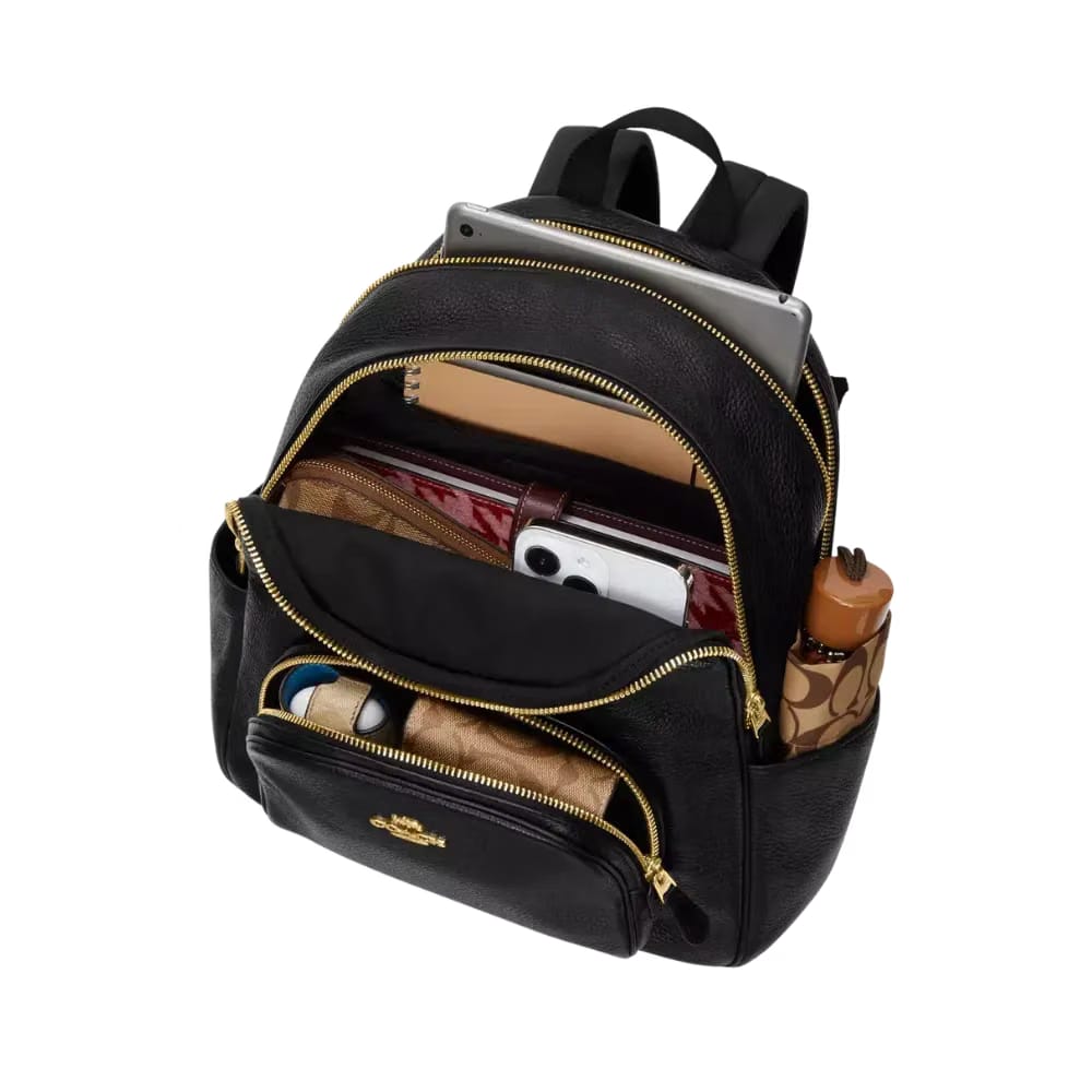 Coach Court Backpack Pebbled Leather Black