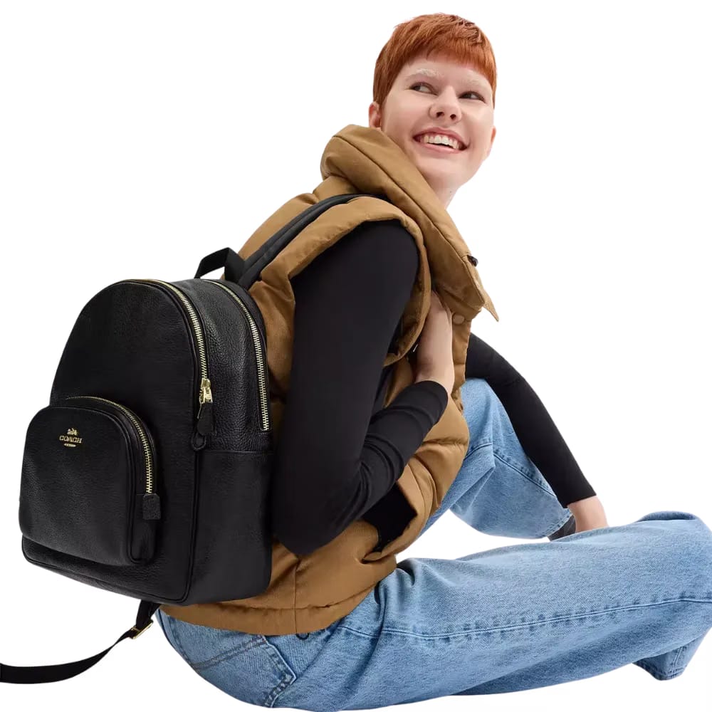 Coach Court Backpack Pebbled Leather Black