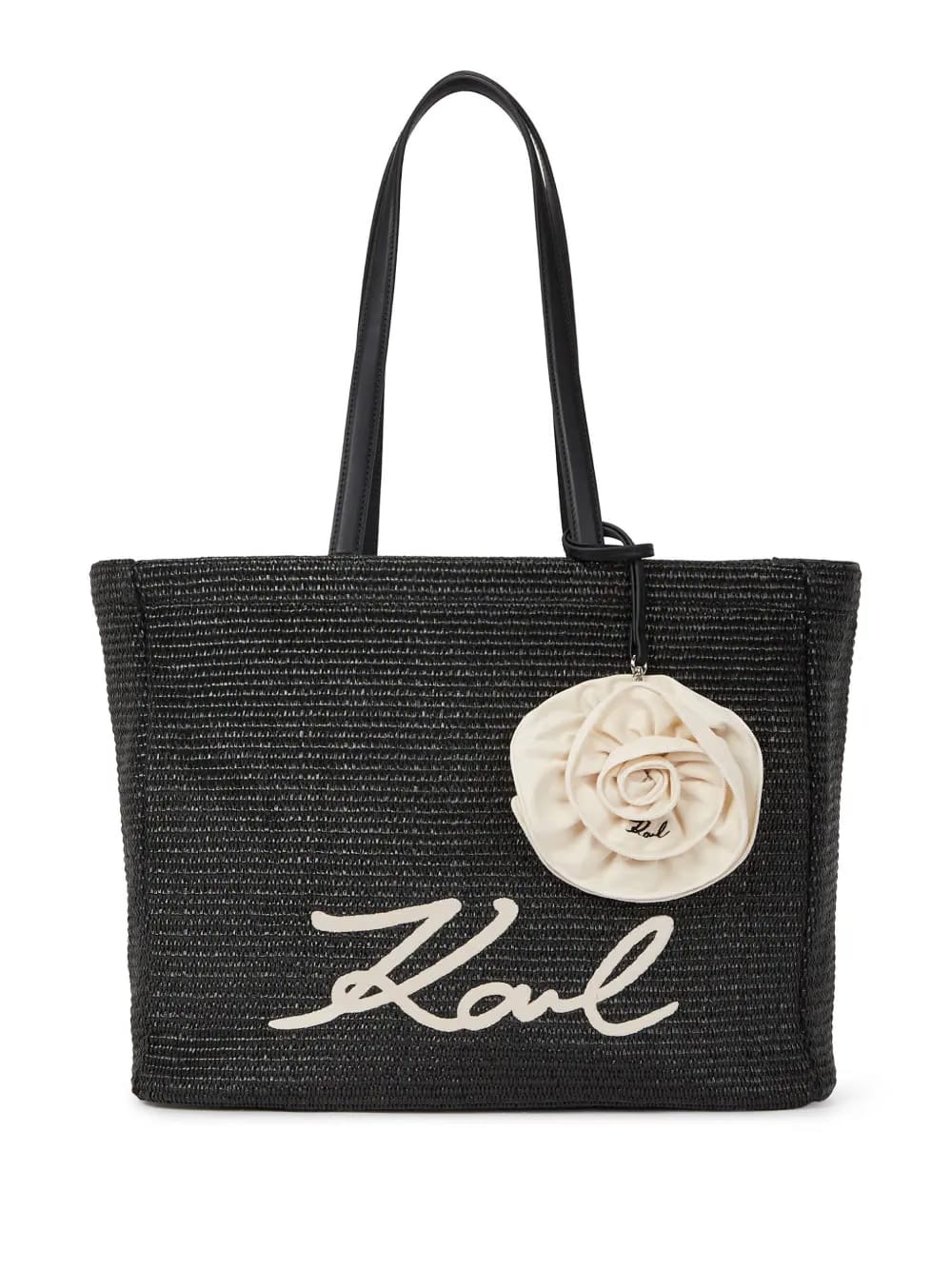 Signature flower-appliqué tote bag