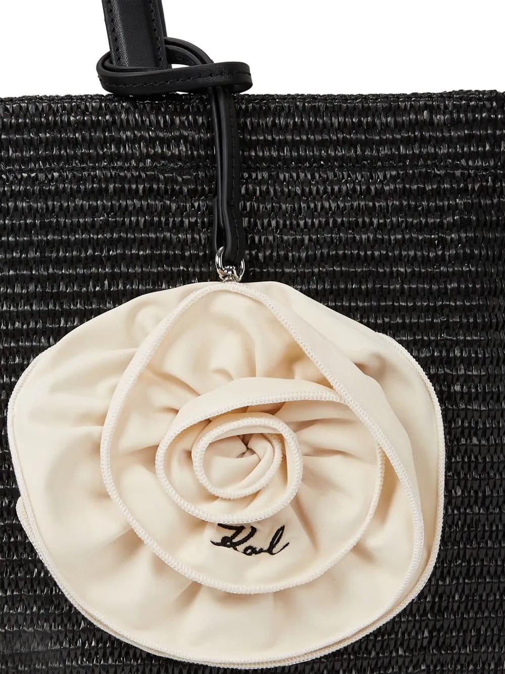 Signature flower-appliqué tote bag