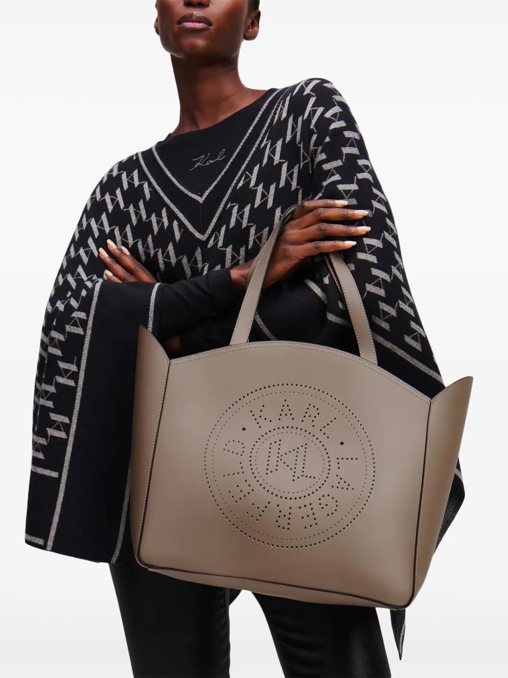 large K/Circle perforated-design tote bag