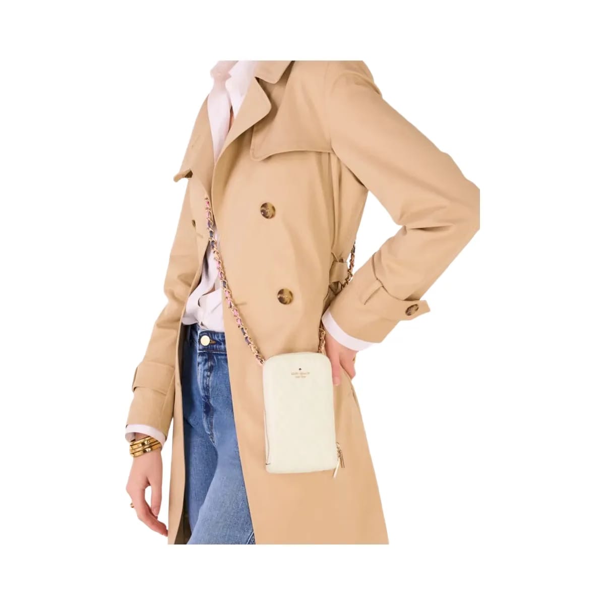 Kate Spade Carey Tweed Phone Chain Crossbody Cream Multi