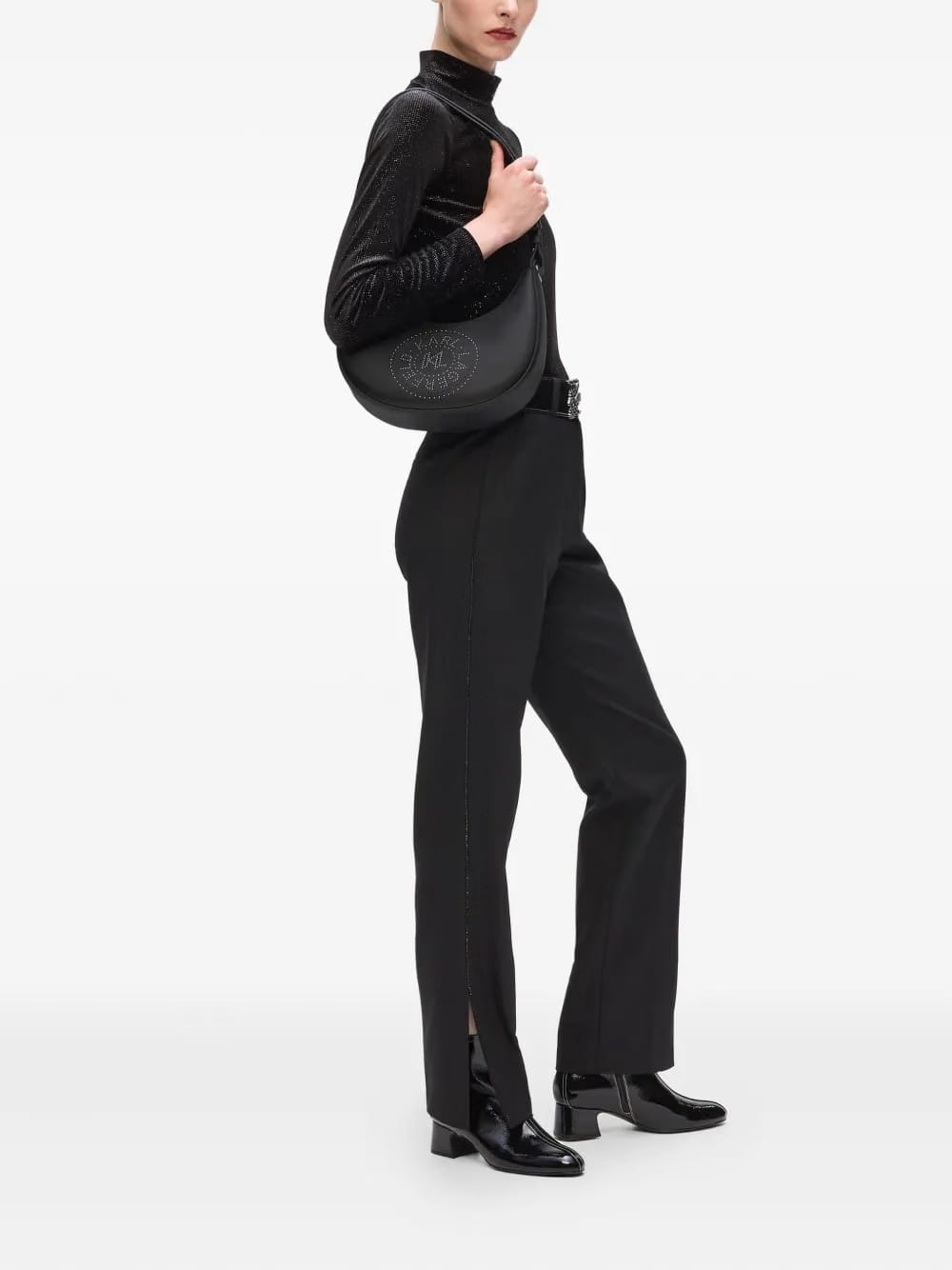K/Circle studded moon bag