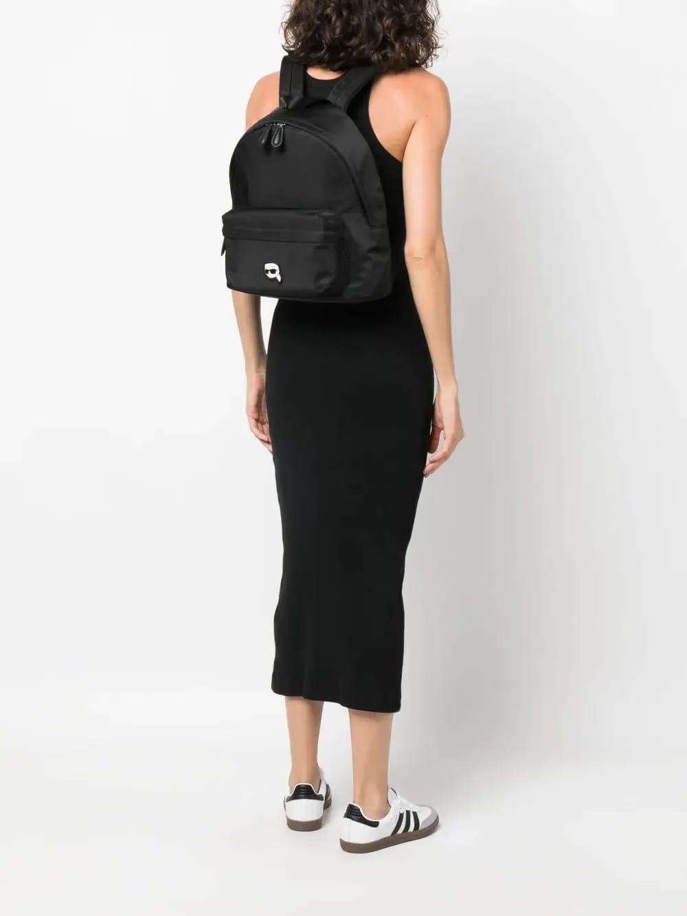 logo-patch faux-leather backpack