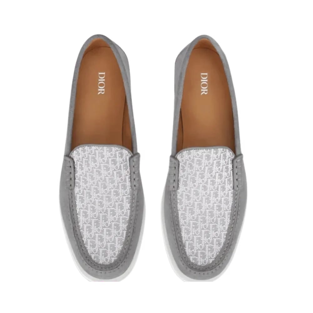 Dior Granville Loafer Dior Gray Suede and Dior Oblique Jacquard