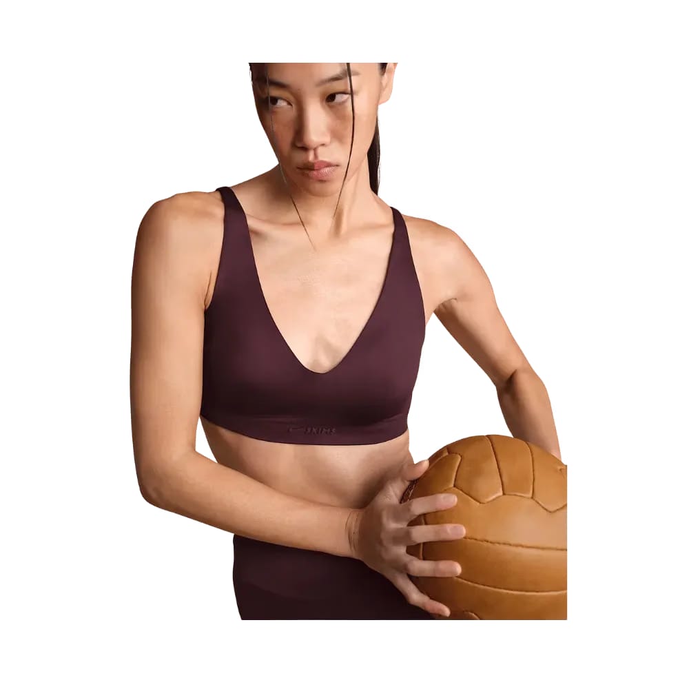 Nike x Skims Shine Women's V-Neck Bra CURRANT