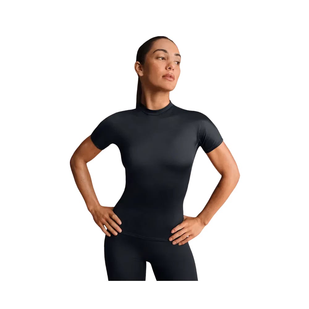 Nike X Skims Shine Women's Mock-Neck Short-Sleeve Top Obsidian