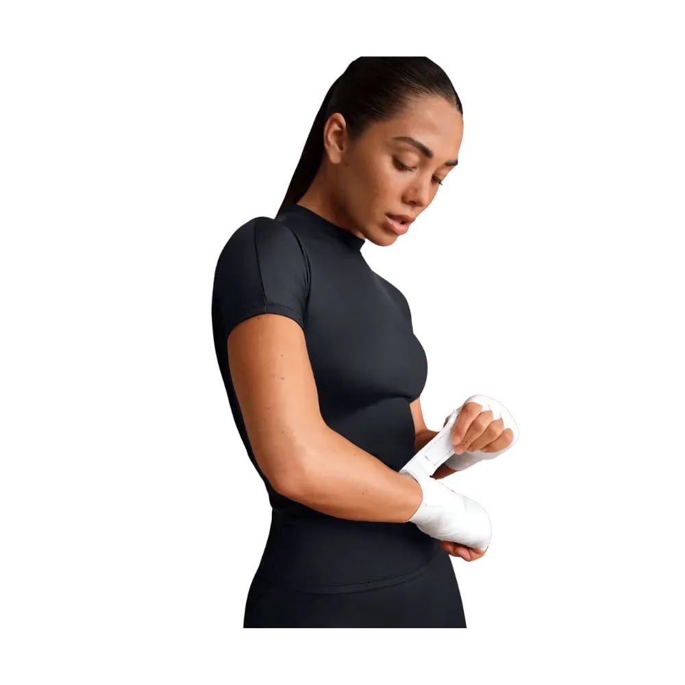 Nike X Skims Shine Women's Mock-Neck Short-Sleeve Top Obsidian