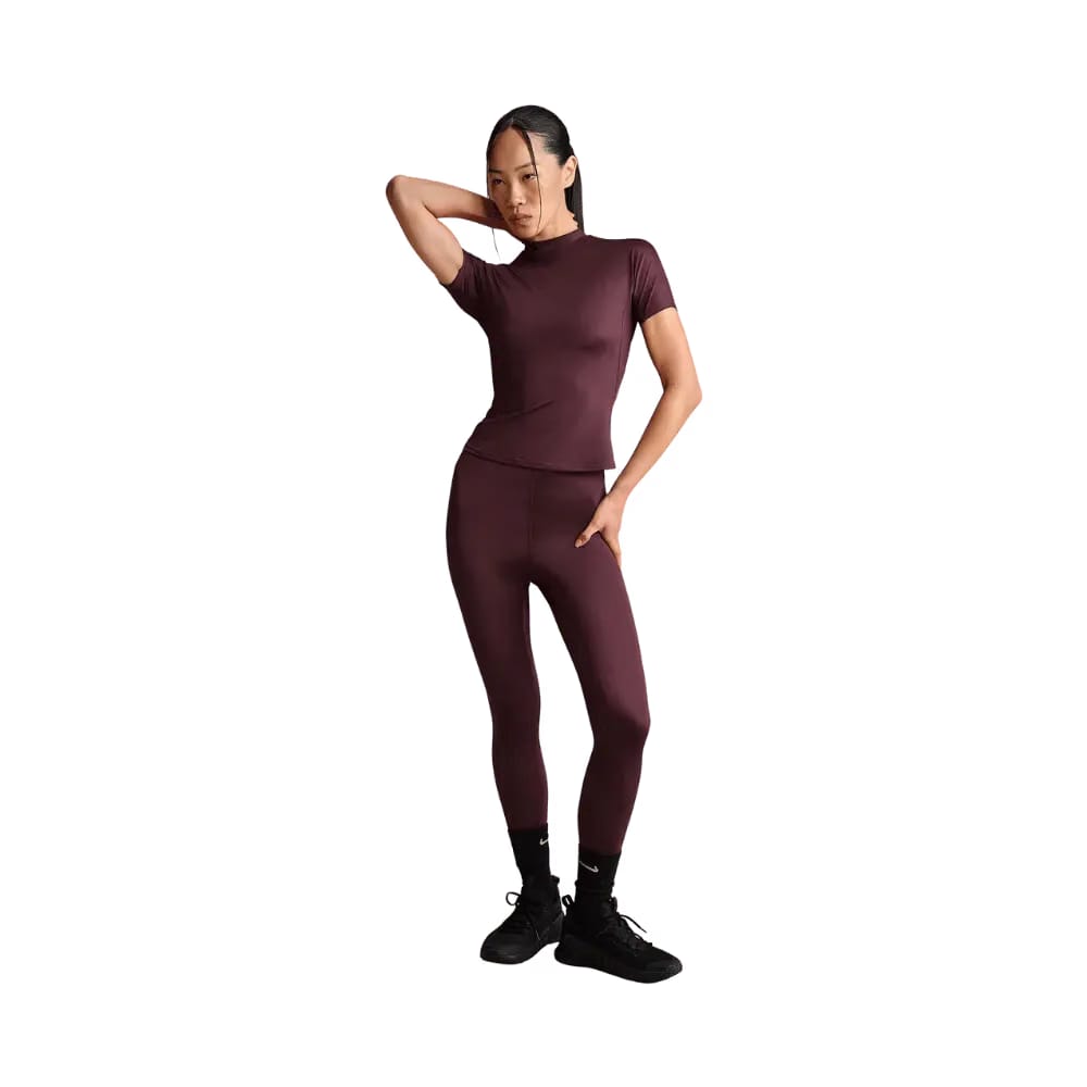 Nike X Skims Shine Women's Mock-Neck Short-Sleeve Top CURRANT