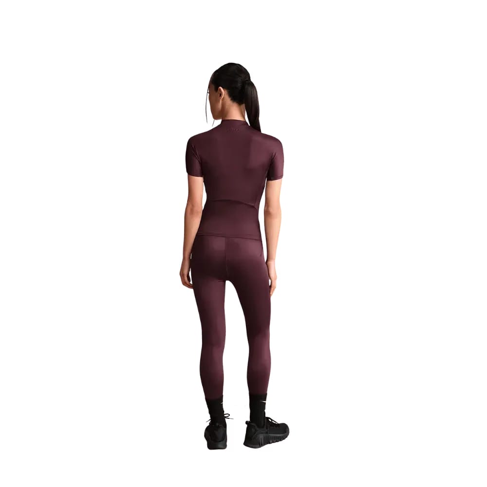 Nike X Skims Shine Women's Mock-Neck Short-Sleeve Top CURRANT