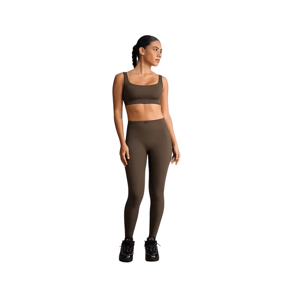 Nike X Skims Women's High-Waisted Footsie Grip Leggings Dark Sepia