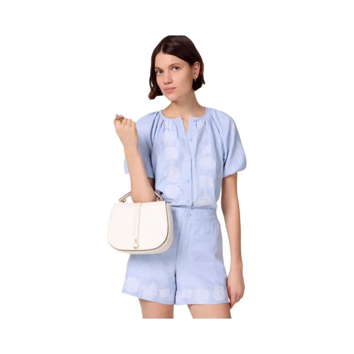 Kate Spade Kayla Pebbled Leather Saddle Bag Meringue