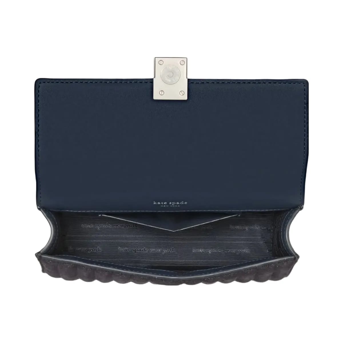 Kate Spade Deco Quilted Glitter Suede Mini Flap Chain Crossbody Navy Multi