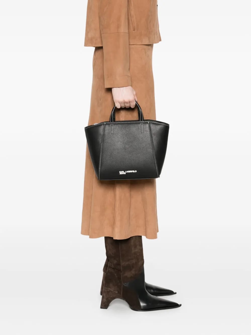 contrast-stitch tote bag