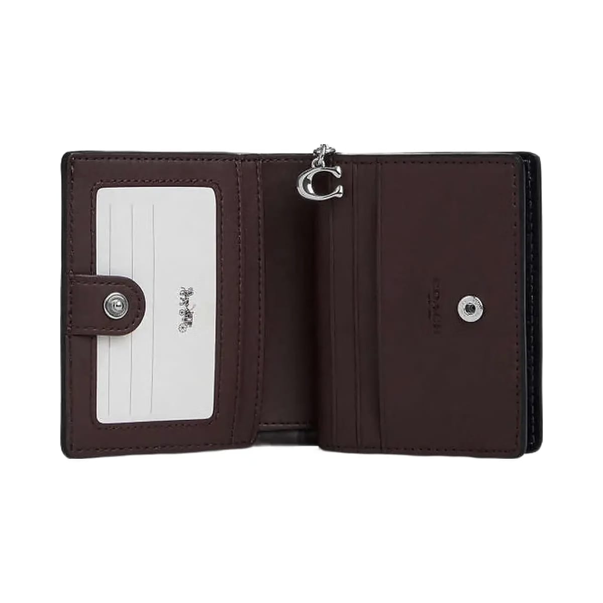 Coach Snap Wallet Pebbled Leather-Silver-Black