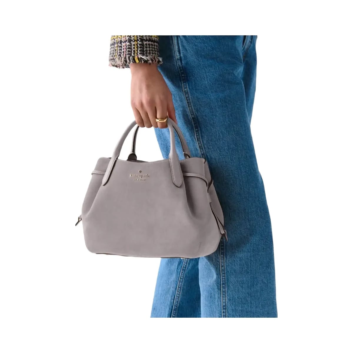 Kate Spade Dumpling Suede Small Satchel Hare Grey