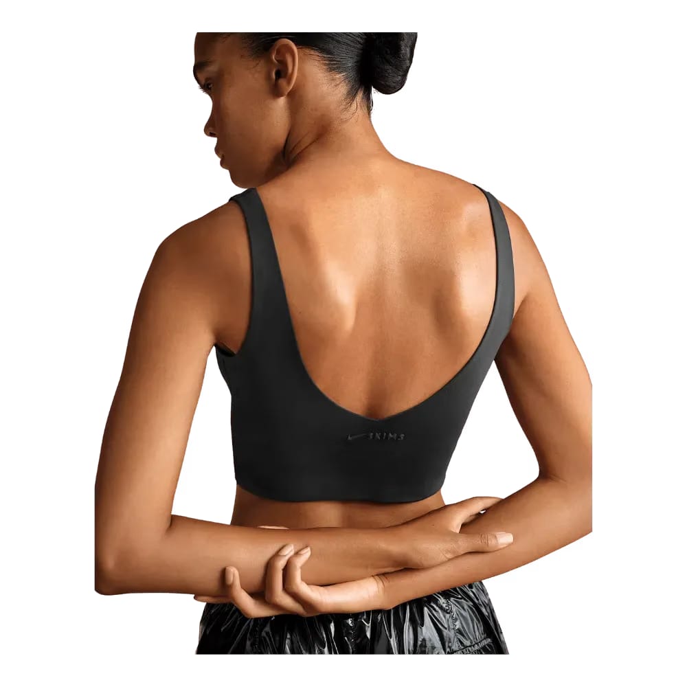 Nike X Skims Matte Women's V-Neck Long-Line Bra OBSIDIAN