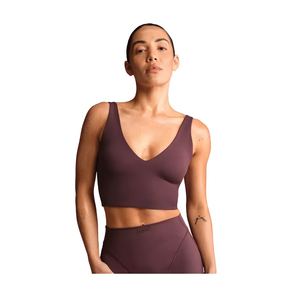 Nike X Skims Matte Women's V-Neck Long-Line Bra CURRANT