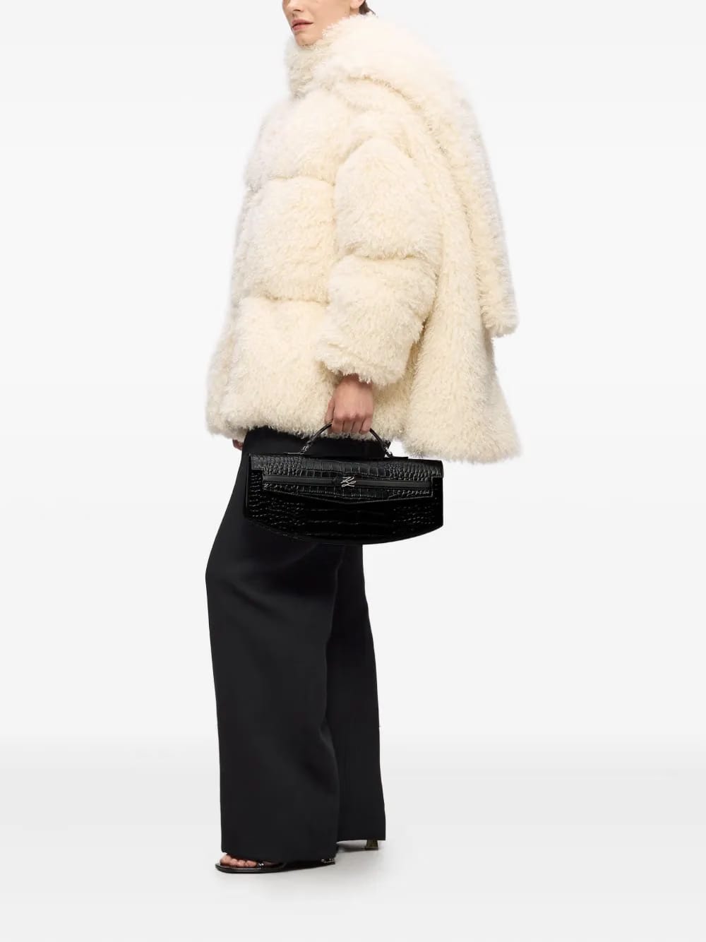 Karl Studio crocodile-embossed top-handle clutch