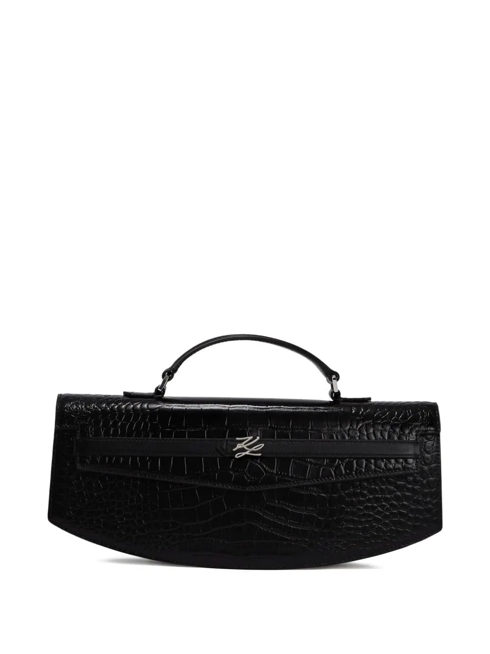 Karl Studio crocodile-embossed top-handle clutch