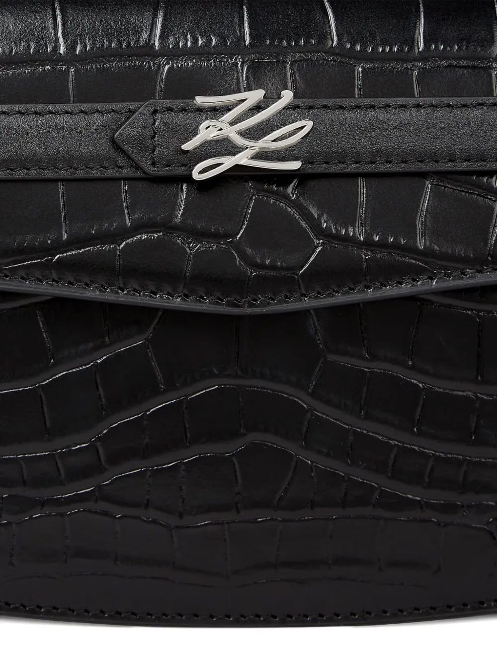 Karl Studio crocodile-embossed top-handle clutch