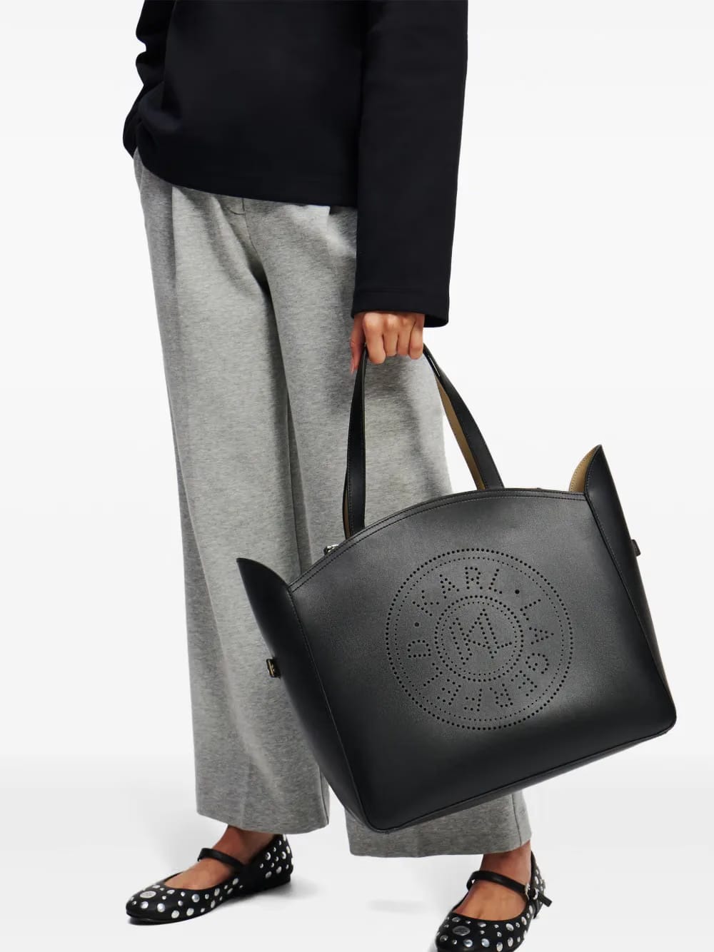 K/Circle perforated-design tote bag