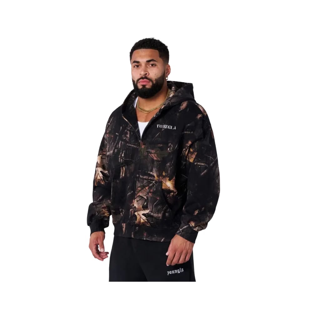 YoungLA Tree Camo Collection Zip Up Black Tree Camo