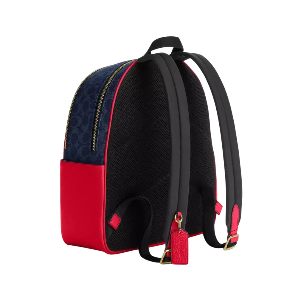 Coach Court Backpack In Signature Canvas Denim Red