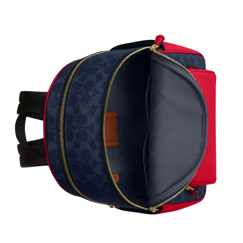 Coach Court Backpack In Signature Canvas Denim Red