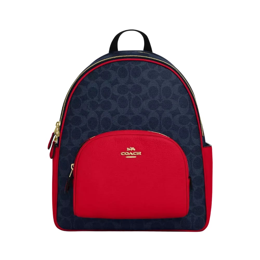 Coach Court Backpack In Signature Canvas Denim Red