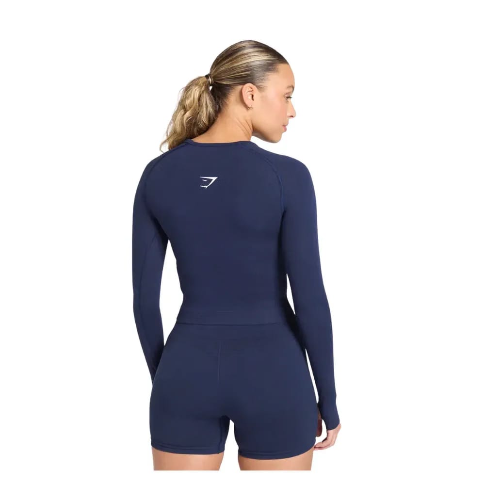 Gymshark Vital Long Sleeve Cut Out Top Heavy Blue/Marl