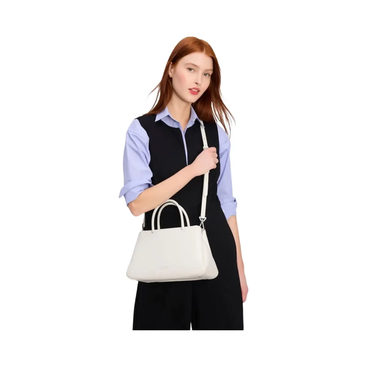 Kate Spade Grace Fine Grain Leather Medium Satchel Cream
