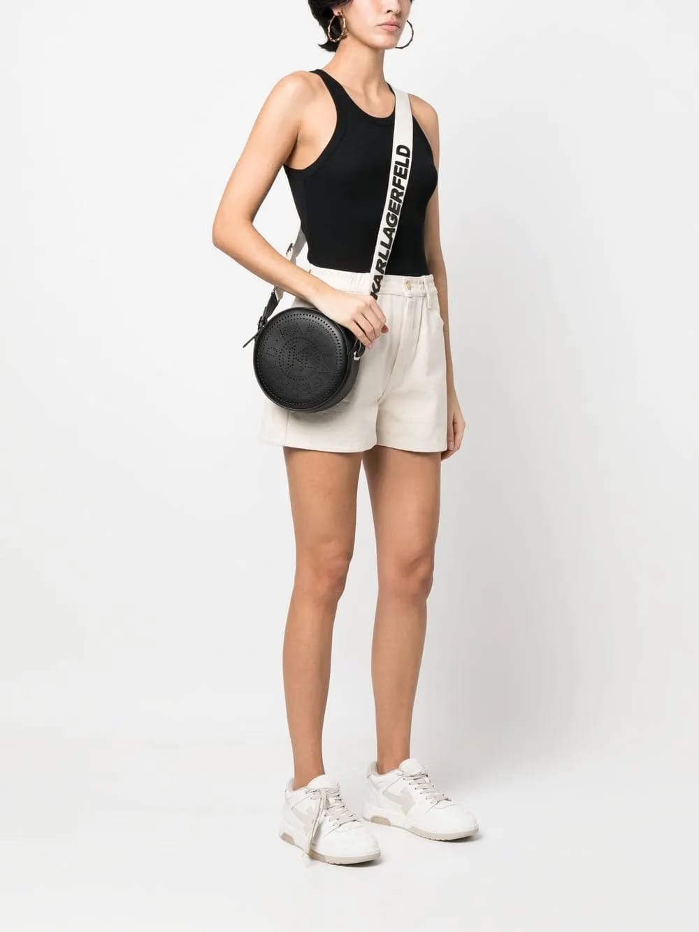 K/Circle perforated-logo crossbody bag