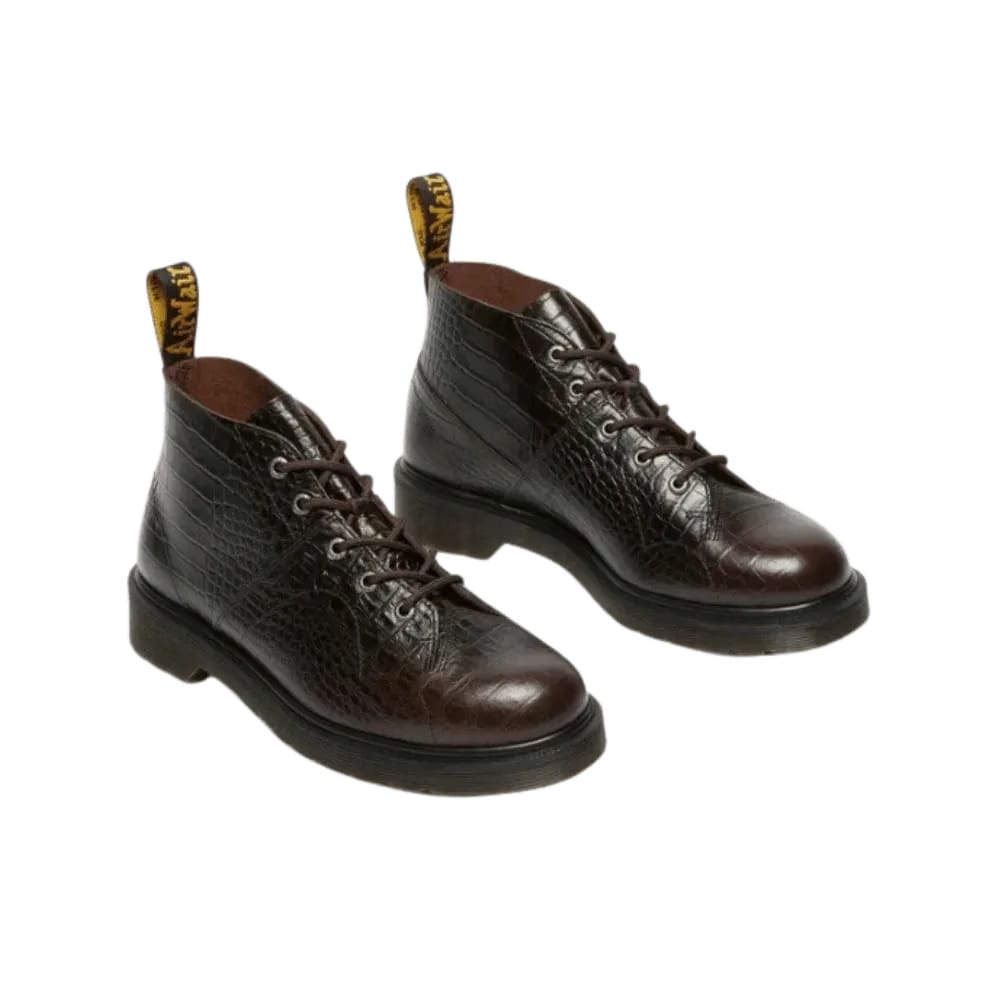 Dr Martens Church Crocodile Analine Leather Ankle Boots Dark Brown