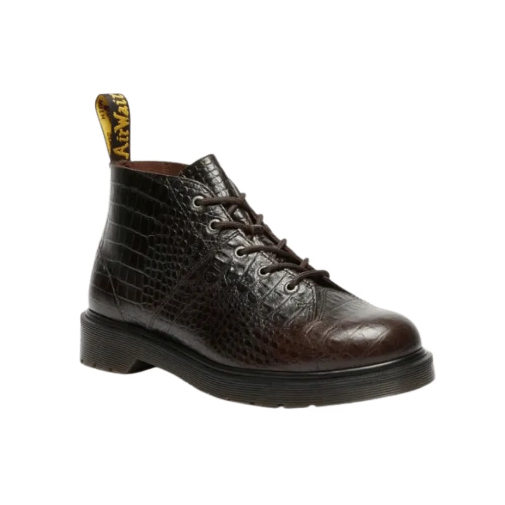 Dr Martens Church Crocodile Analine Leather Ankle Boots Dark Brown