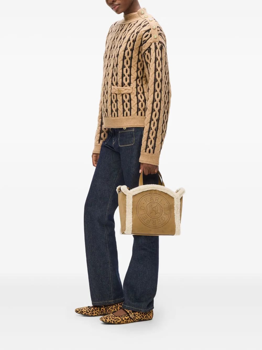 small K/Circle shearling tote bag