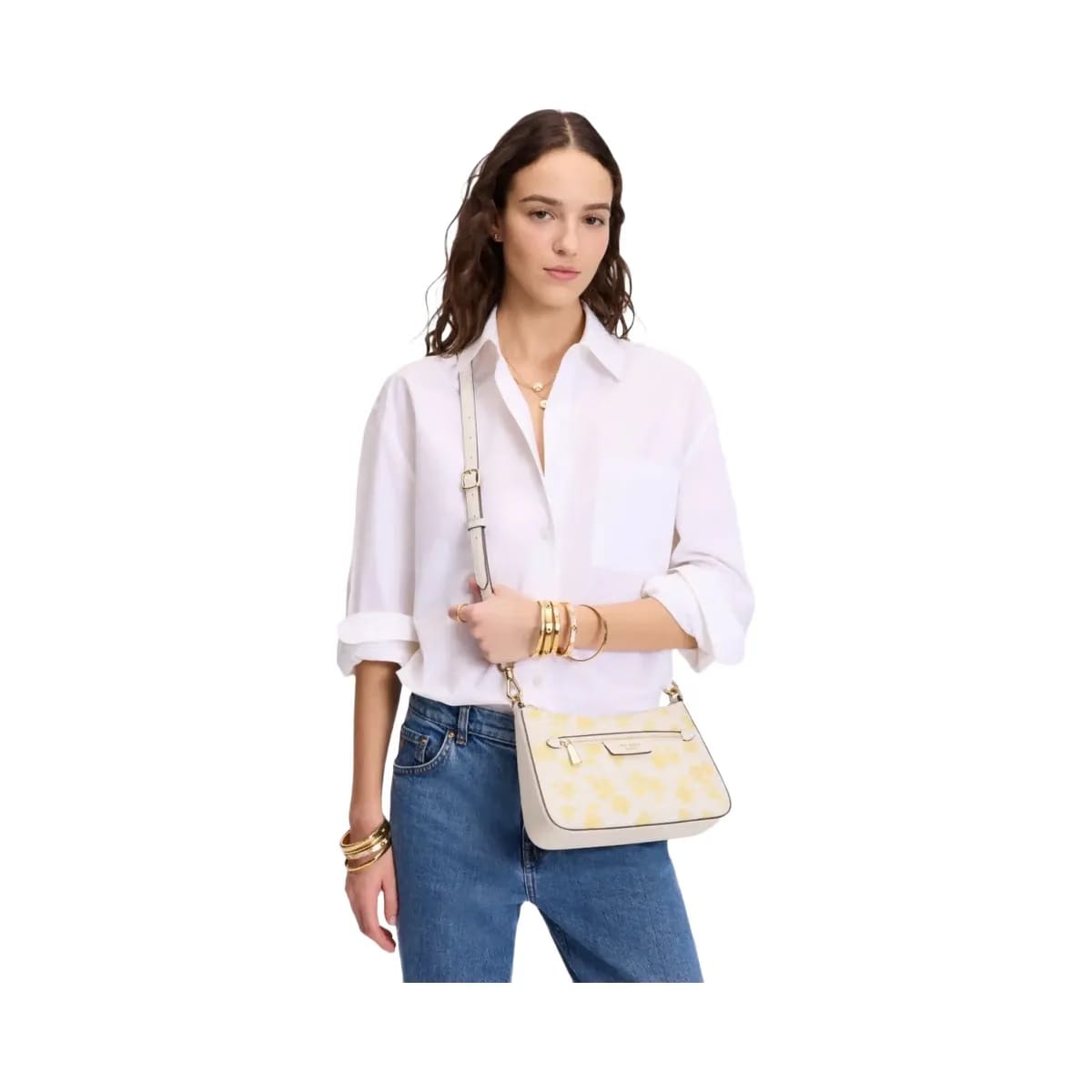 Kate Spade Hudson Spring Pansies Convertible Crossbody Yuzu Jam Multi