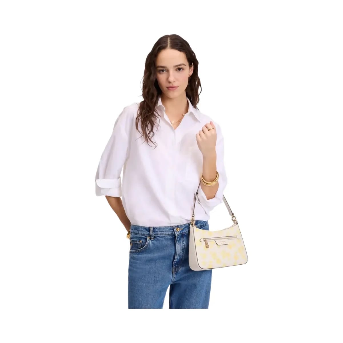 Kate Spade Hudson Spring Pansies Convertible Crossbody Yuzu Jam Multi