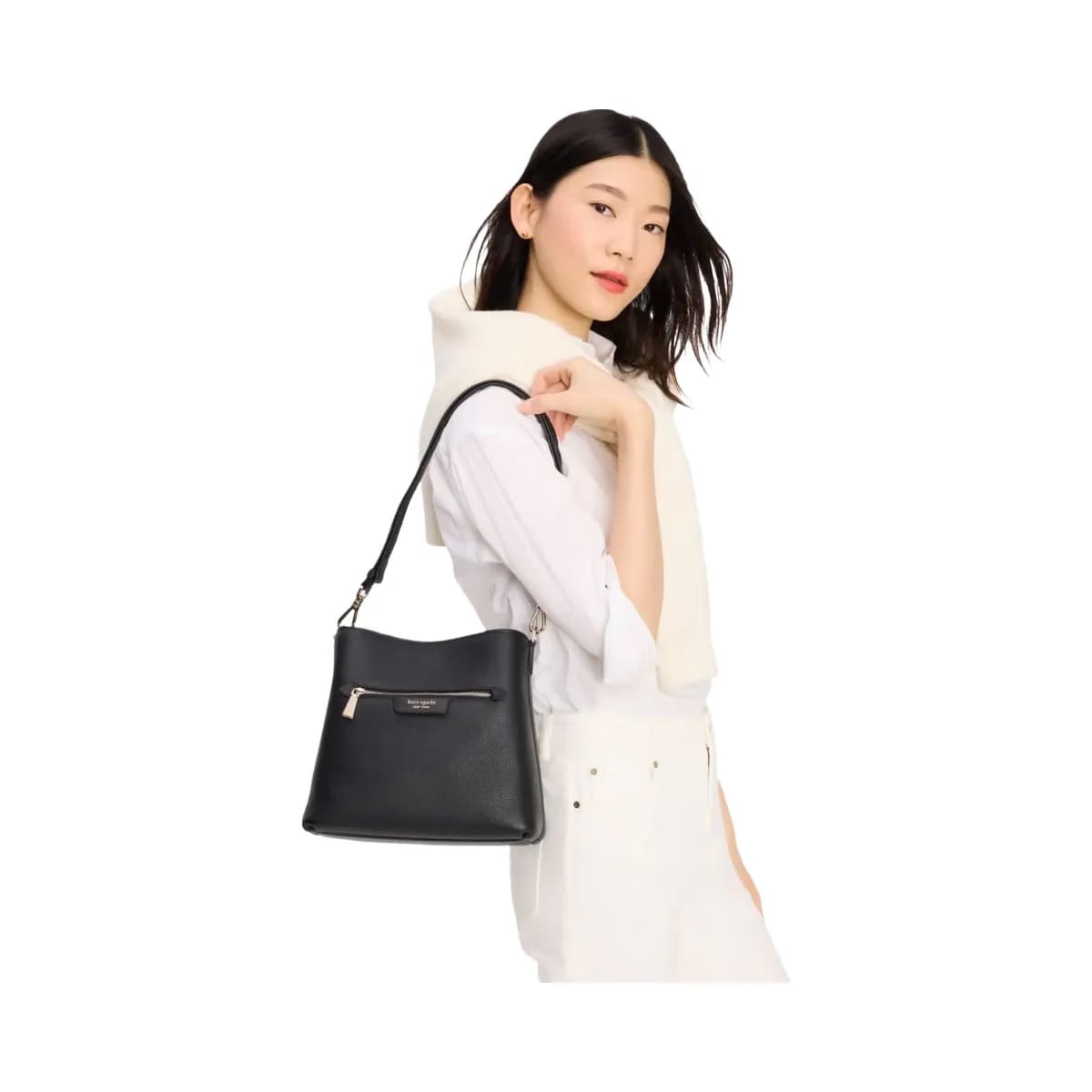 Kate Spade Hudson Pebbled Leather Shoulder Bag Black