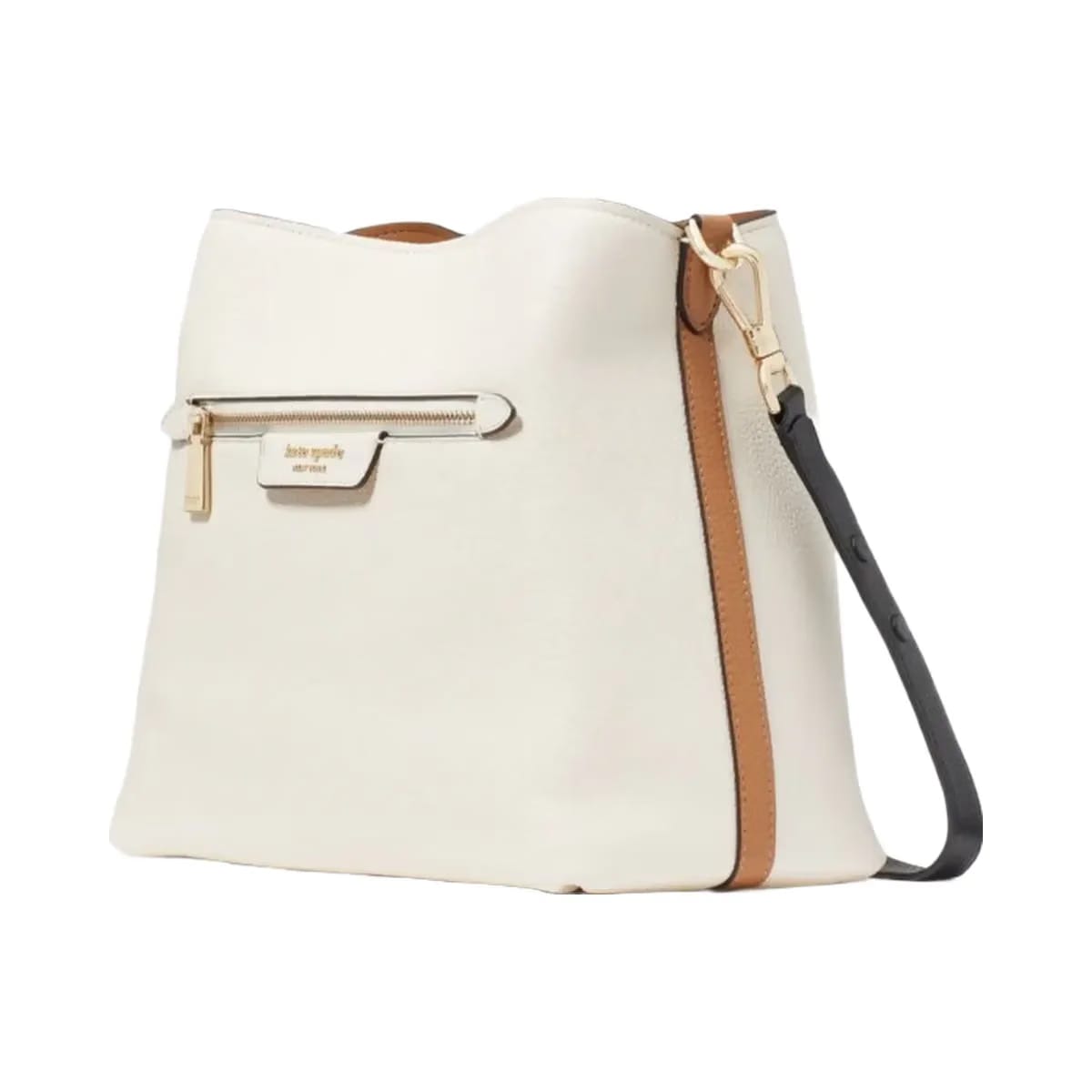 Kate Spade Hudson Colorblocked Pebbled Leather Shoulder Bag Parchment Multi
