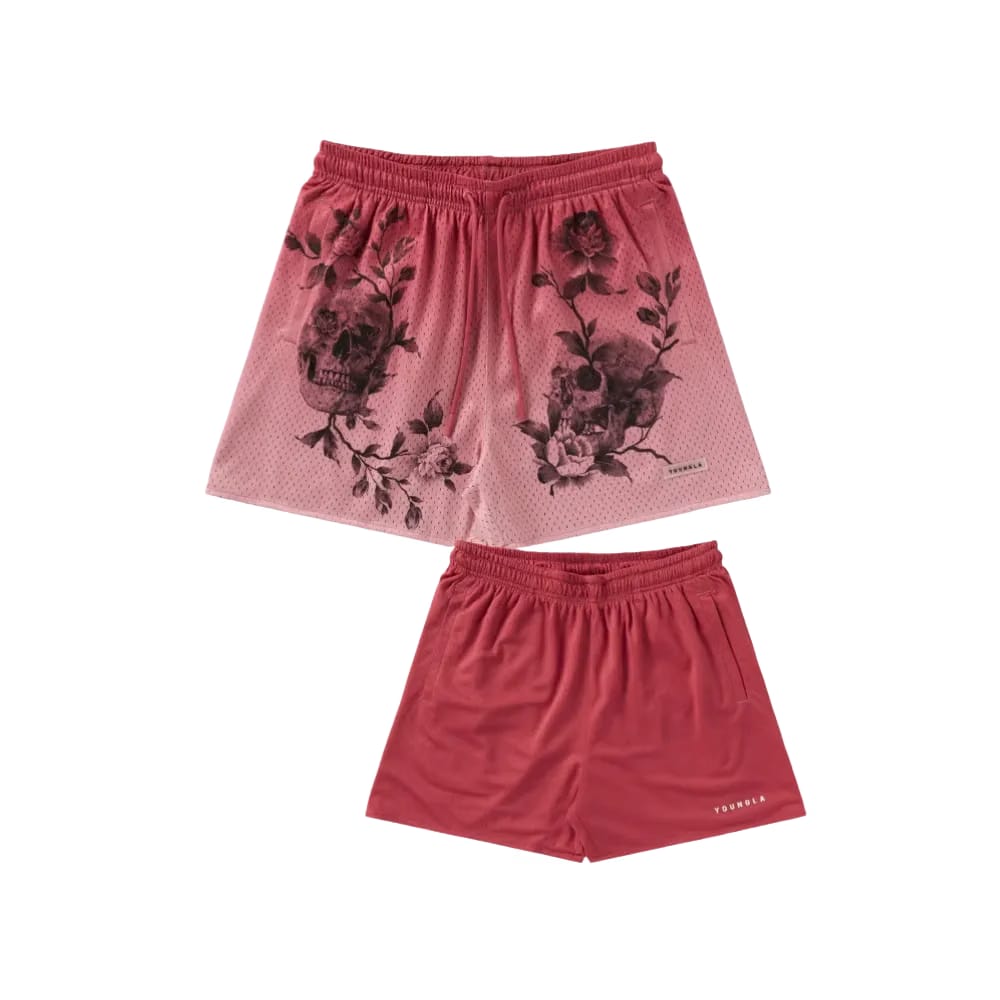 YoungLA Skulls & Roses Reversible Shorts Skull Branch